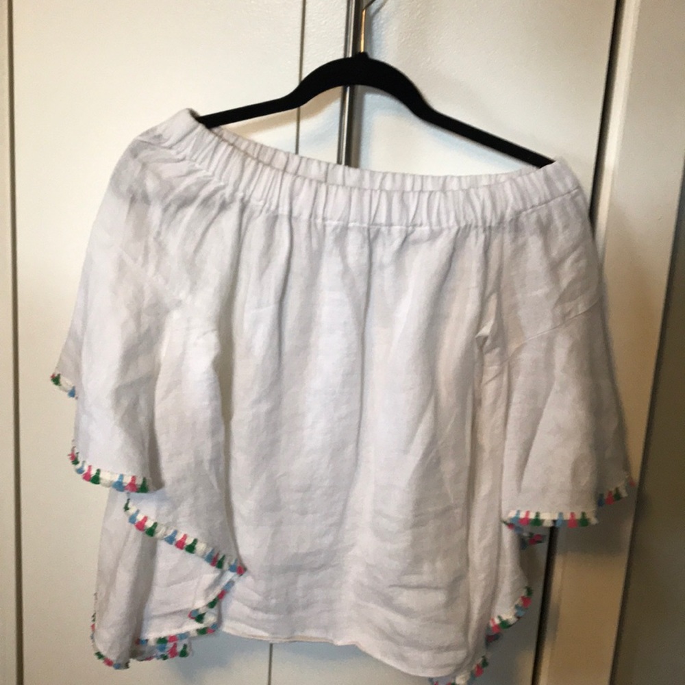Zara bell sleeve shirt with tassel detail S